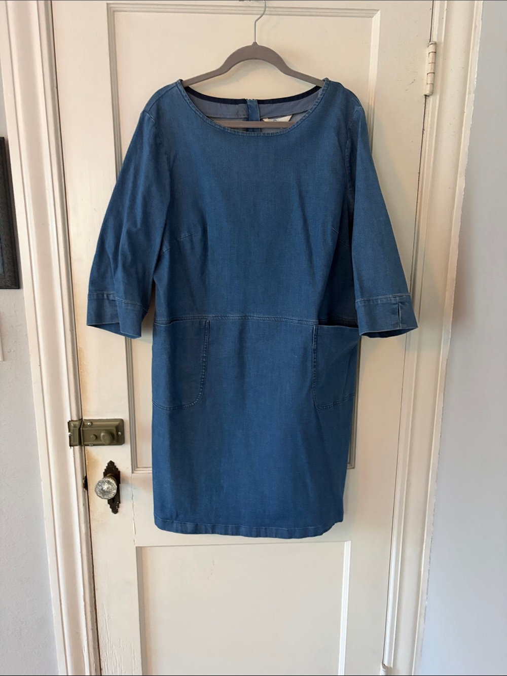Boden Blue Denim Shift Midi Dress